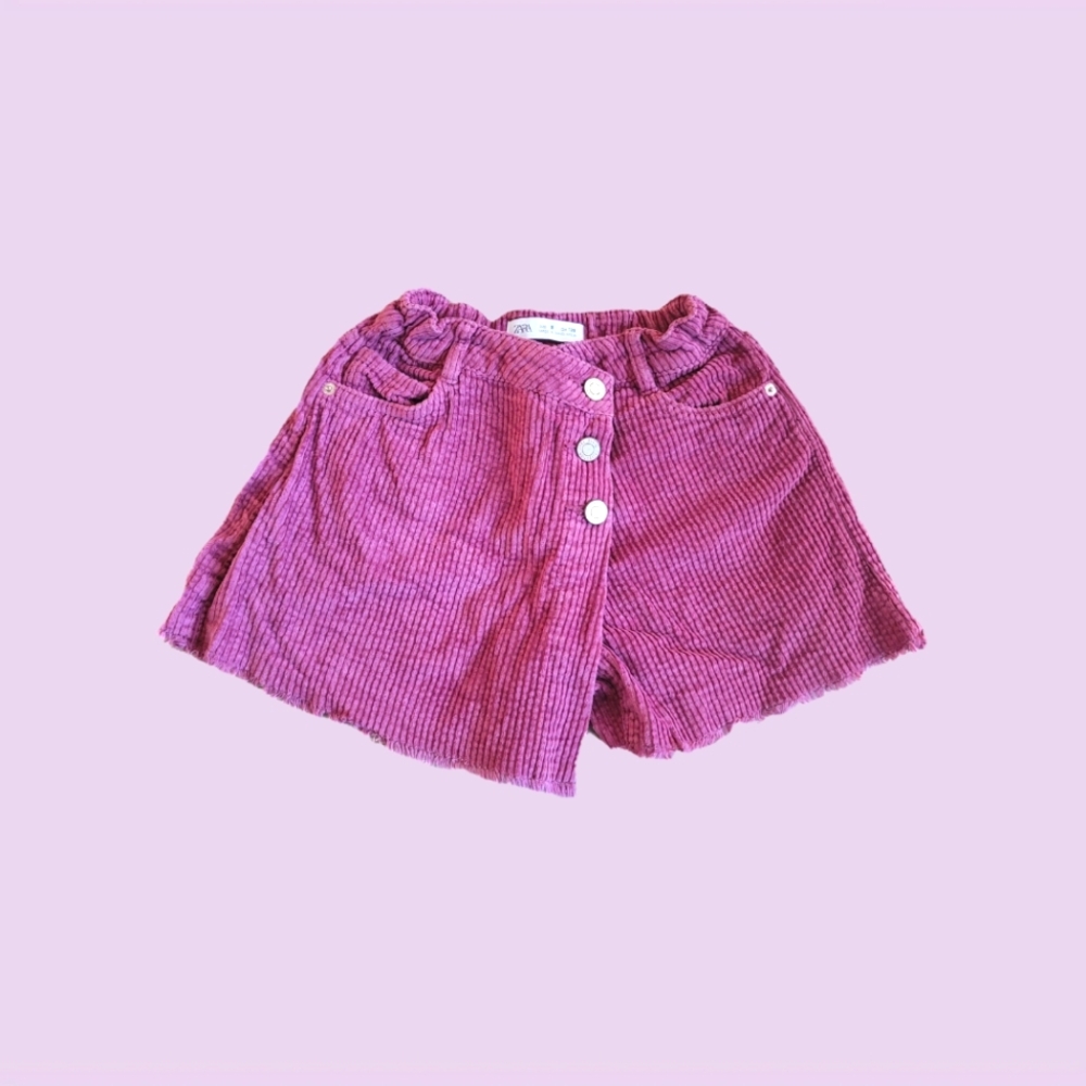 Zara Girls' Berry | Magenta Frayed Hem Corduroy Skort 8Y